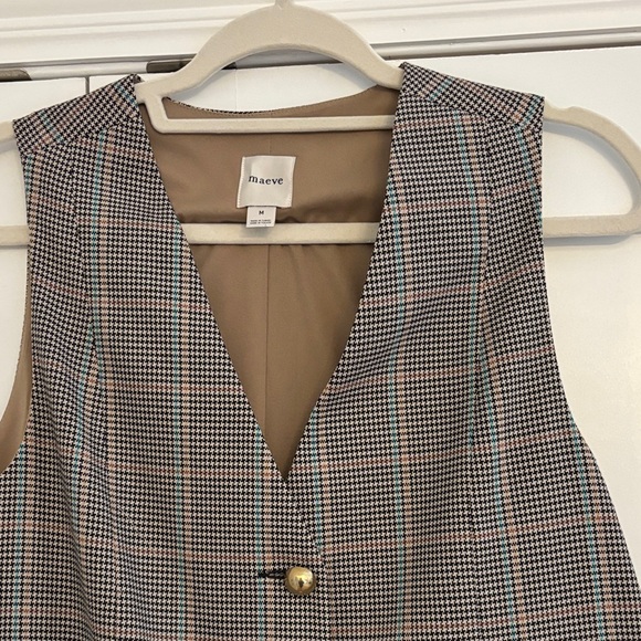 Maeve Brown Checked Button-Front Sleeveless Mini Dress - Picture 2 of 3